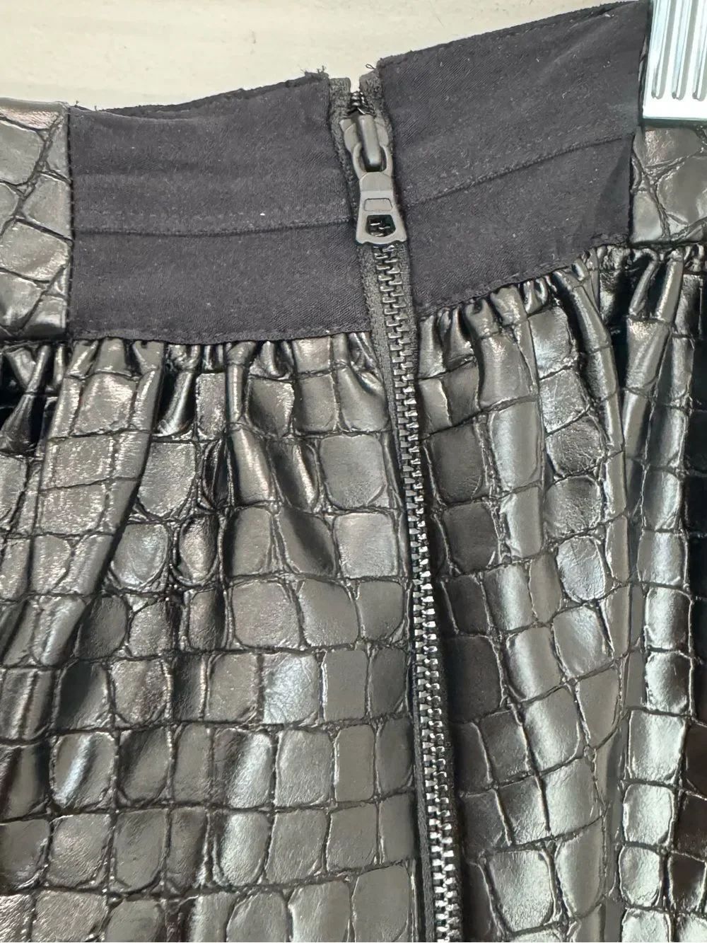 NWT Alice + Olivia TINA VEGAN Croc LEATHER GOWN maxi SKIRT - Picture 15 of 15
